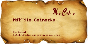 Módis Csinszka névjegykártya